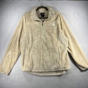 The North Face Womens Beige Fuzzy Fleece 1/4 Zip Pullover Sweatshirt XL